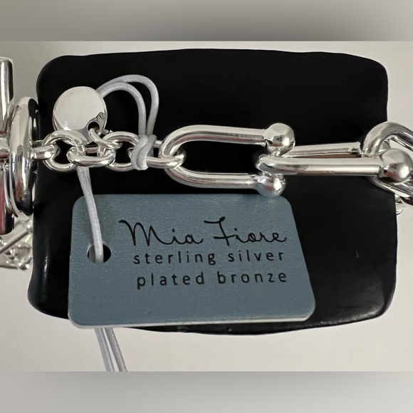 Mia Fiore Necklace Sterling Silver Plated Bronze Made In Italy U Line New - Picture 12 of 16